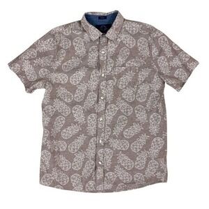 Eventide Pineapple Shirt L Linen Blend Button Front Summer Vacation Coastal Vibe